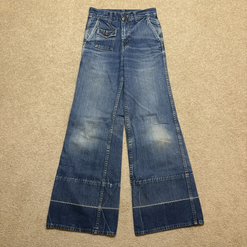 Vtg 70s Levis Bush Sailor Jeans 26x31 Wide Leg Flare Bell Bottom Talon Zip USA